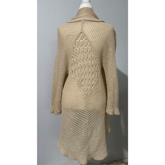 Cabi knit open drape front Beige sweater M - Picture 4 of 5